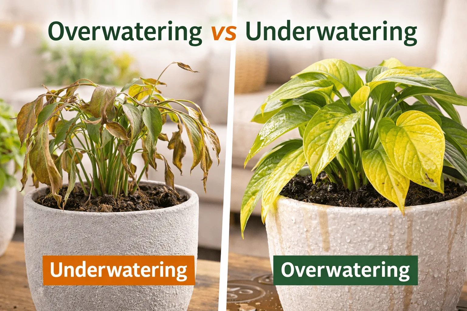 overwatering vs underwatering indoor plants - Leafyabode
