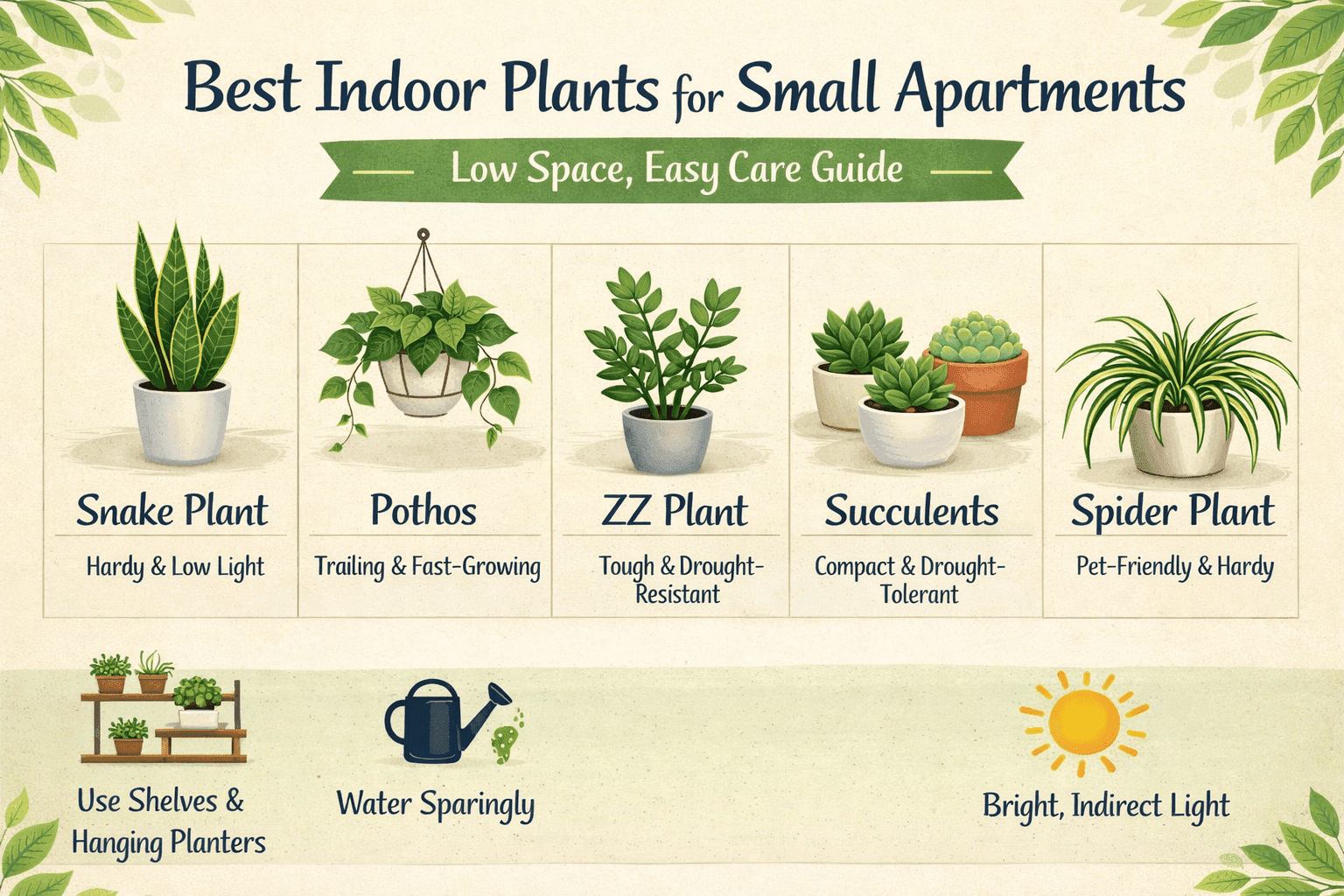 Best Indoor Plants for Small Apartments (Low Space, Easy Care Guide)