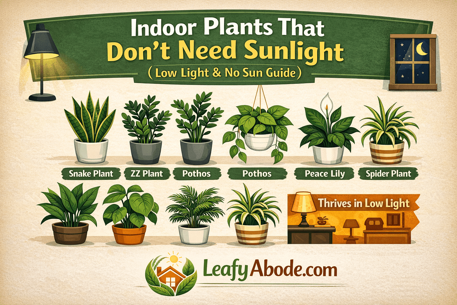 Indoor Plants That Don’t Need Sunlight (Low Light & No Sun Guide)