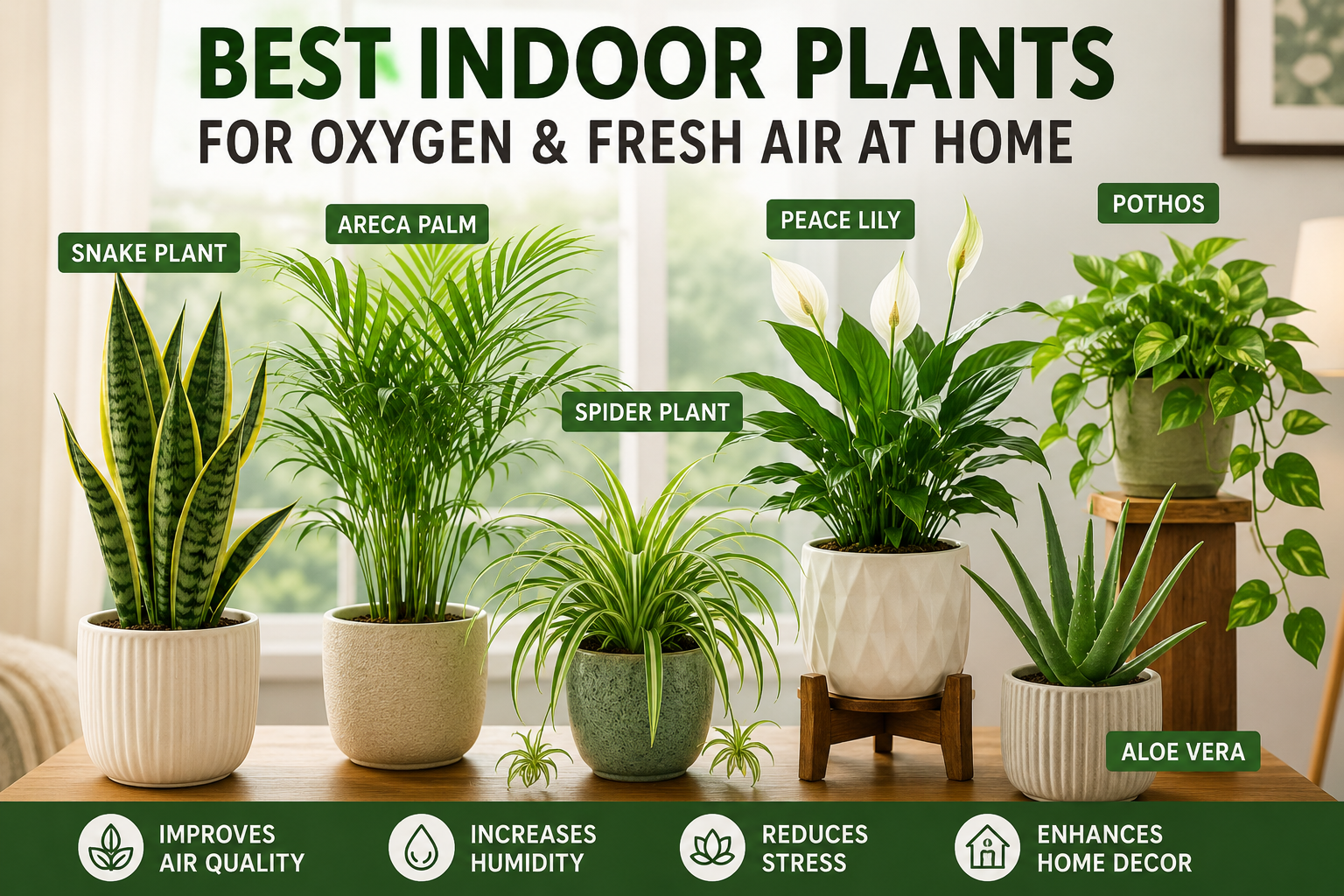 Indoor plants for fresh air and oxygen